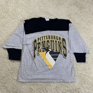 Pittsburgh Penguins Vintage Graphic T-Shirt Men L Large Logo Athletic Artex NHL